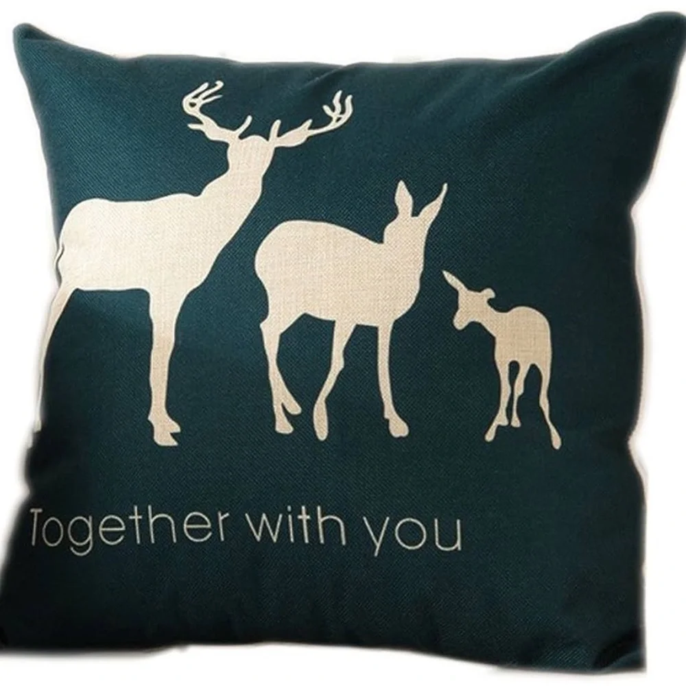 REINDEER FAMILY PILLOW COVER NWOT 18 x 18